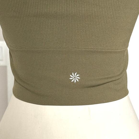 Athleta Women's Aurora Crop Rib Tank Top Size XS V Neck Olive Green - Picture 6 of 8